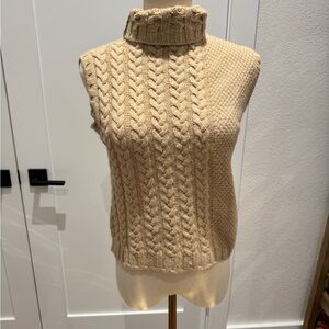 MaxMara Beige Cable Knit Turtleneck Sweater